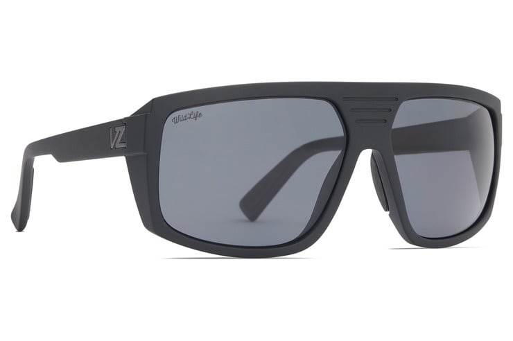 VONZIPPER QUAZZI BLACK SATIN SUNGLASSES w/ VNTG GRY PLR LENS