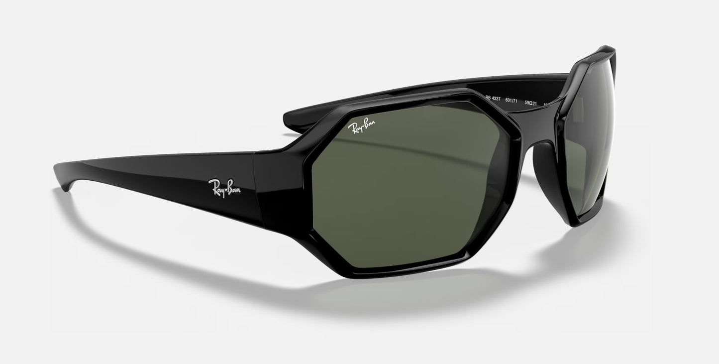 RAY-BAN RB4337 SUNGLASSES BLACK w/ DARK GRN