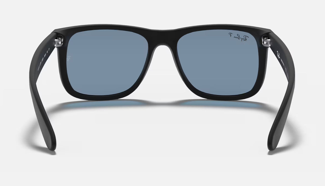 RAY-BAN JUSTIN SUNGLASSES RUBBER BLACK w/ DARK BLUE