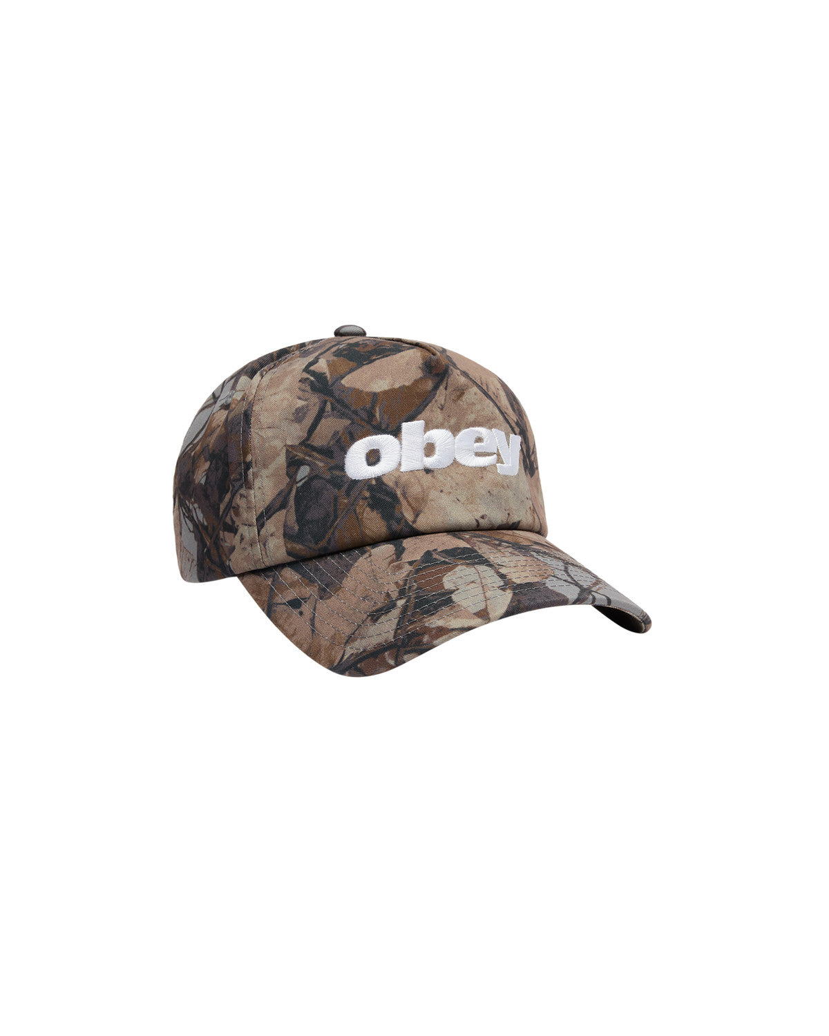 OBEY MENS DELTA 5 PANEL SNAPBACK HAT SP26 CAMO MULTI