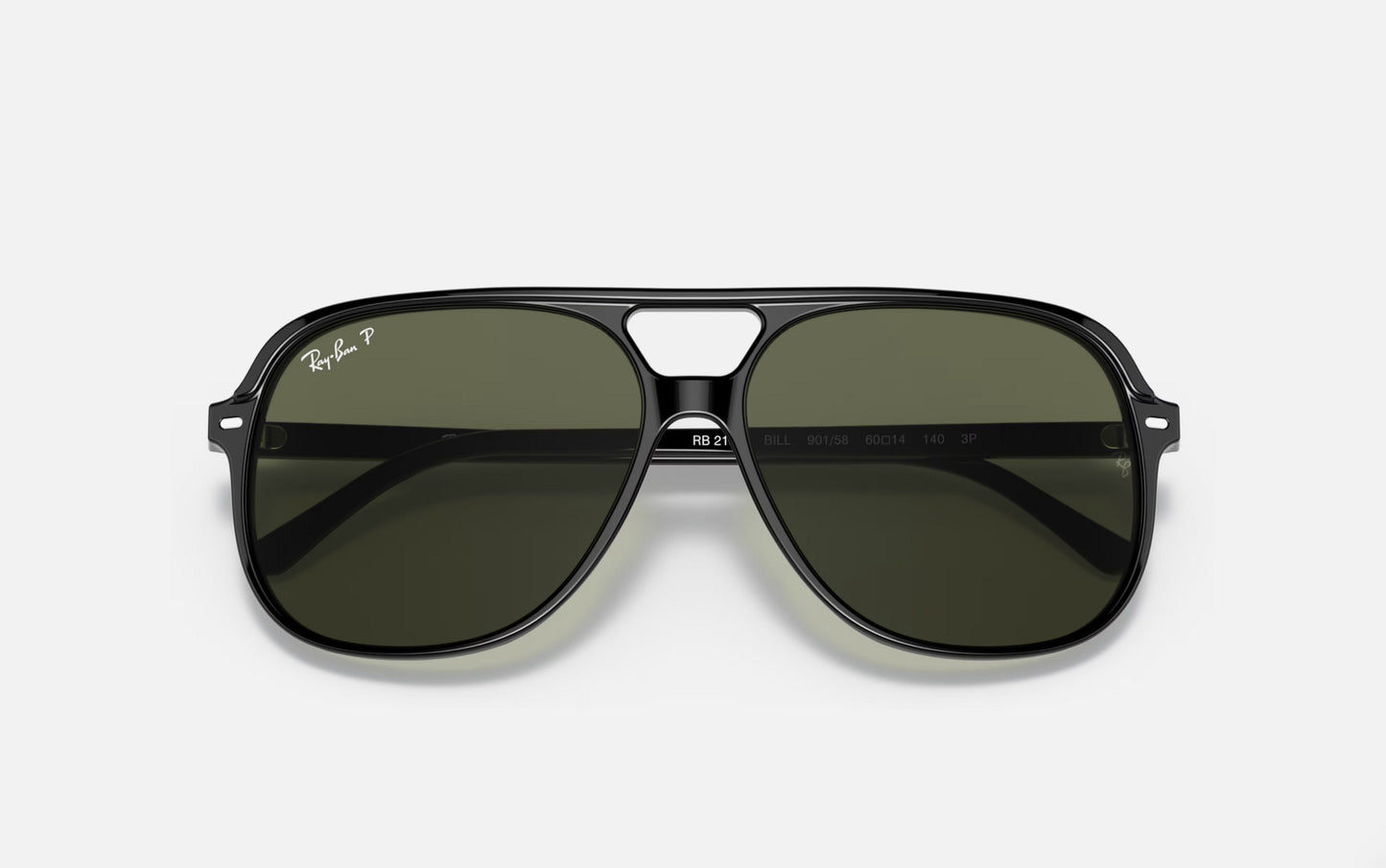 RAY-BAN BILL SUNGLASSES BLACK w/ G-15 PLR GRN