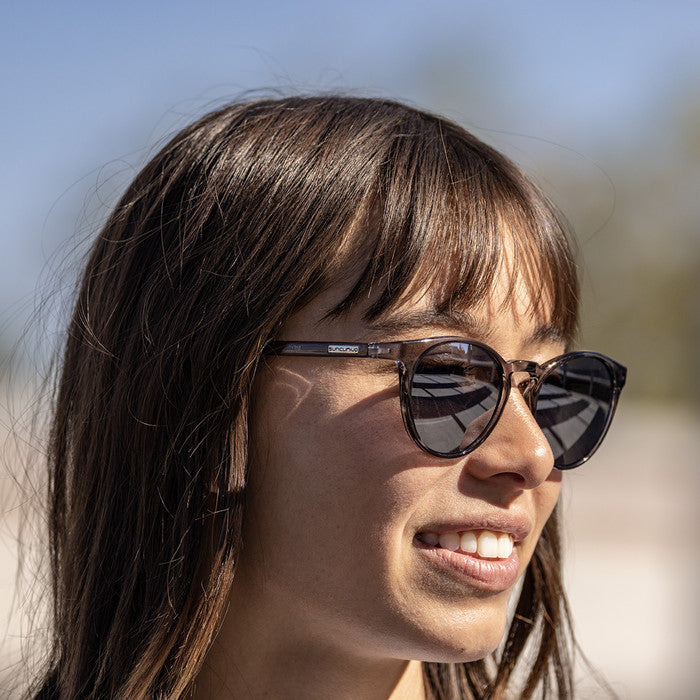 SUNCLOUD METRIC TRANS GREY SUNGLASSES w/ SILVER MIR PLR LENS