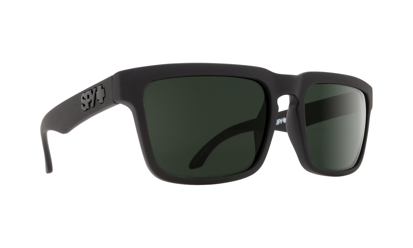 SPY HELM SOFT MATTE BLACK SUNGLASSES w/ HD PLUS GRY GRN PLR