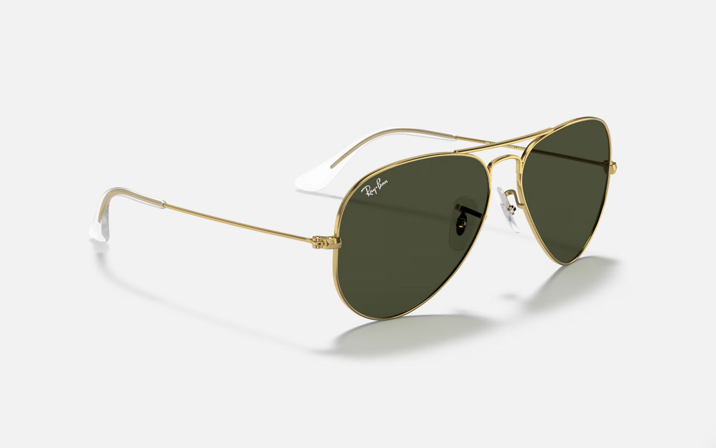 RAY-BAN AVIATOR LARGE METAL SUNGLASSES ROSE GOLD w/ GREEN