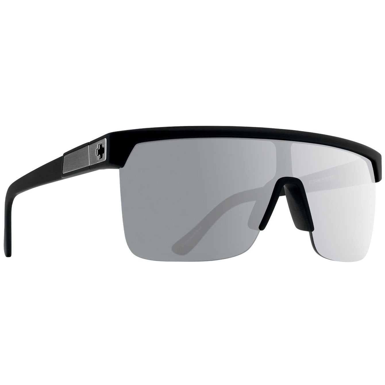SPY FLYNN 5050 SOFT MATTE BLACK SUNGLASSES w/ HAPPY GRY GRN POLAR SLVR SPEC MIR