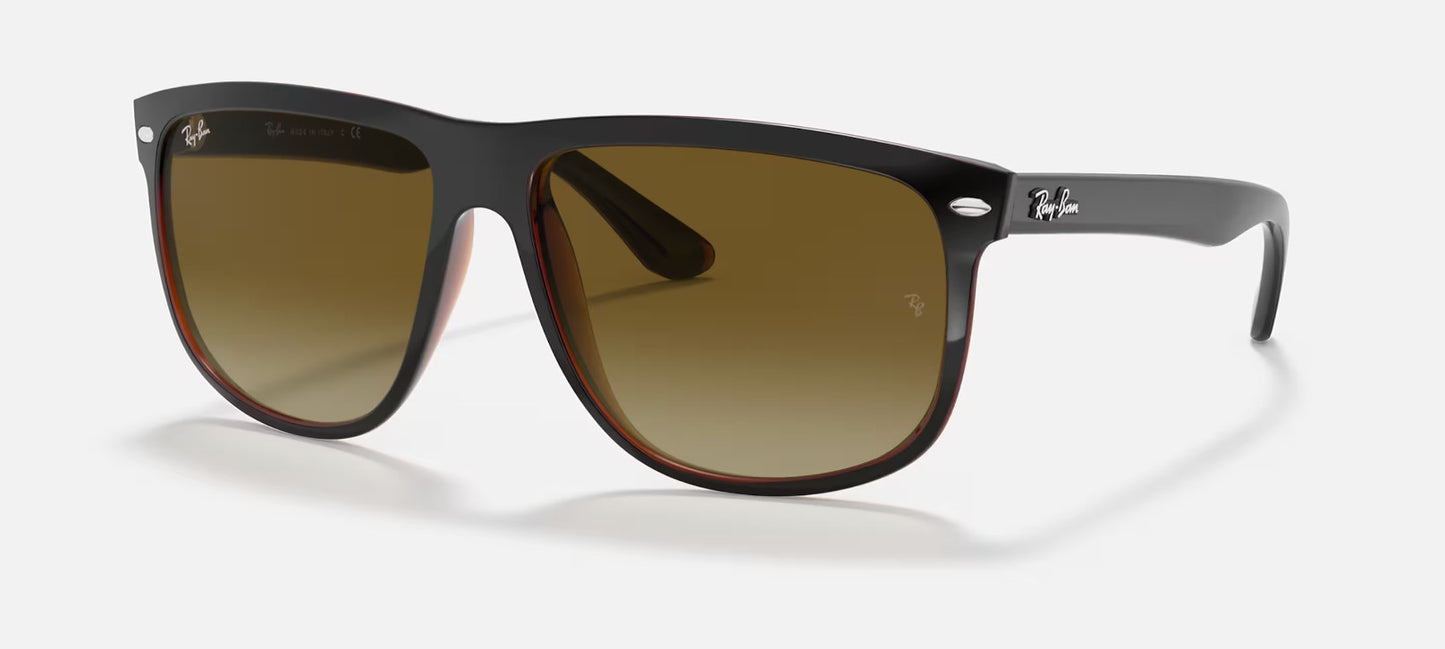 RAY-BAN BOYFRIEND SUNGLASSES BLACK ON BROWN w/ BRWN GRAD DK BRWN
