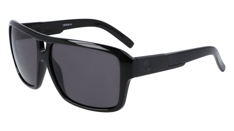 DRAGON THE JAM SHINY BLACK SUNGLASSES w/ LL SMK PLR LENS