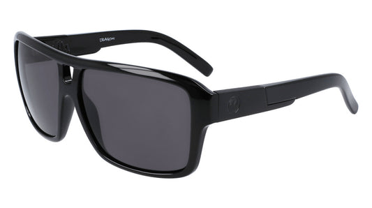 DRAGON THE JAM SHINY BLACK SUNGLASSES w/ LL SMK PLR LENS