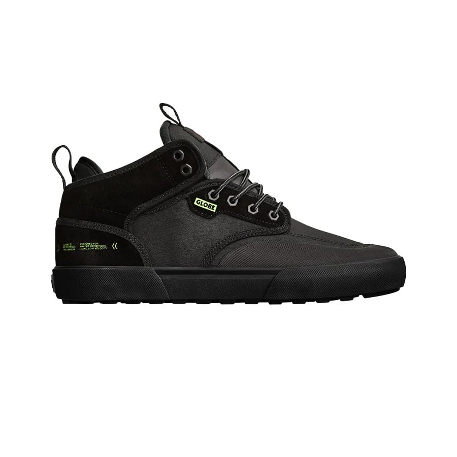 GLOBE MENS MOTLEY MID SHOES HO24 BLACK/LIME/SUMMIT