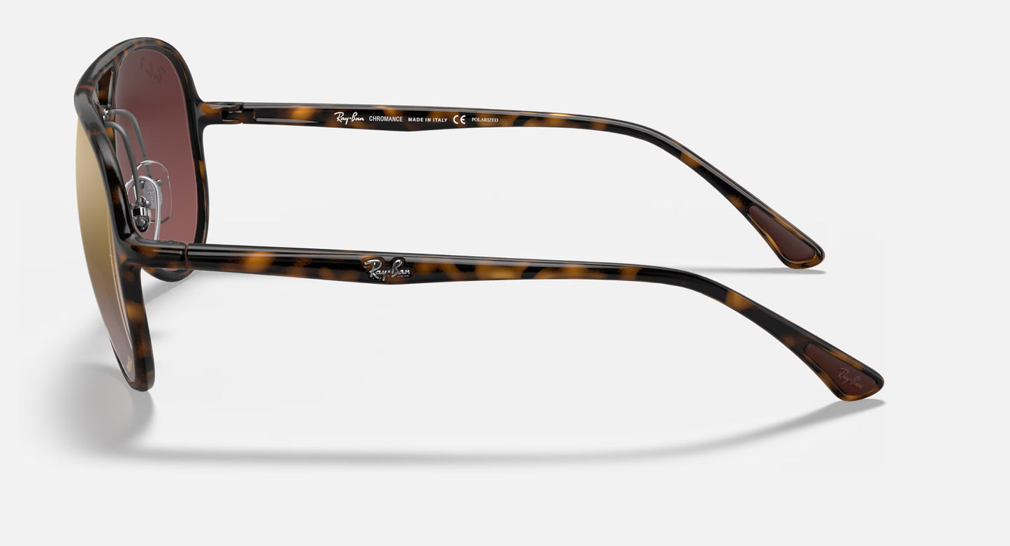 RAY-BAN RB4320CH SUNGLASSES LT HAVANA TORT w/ PLR PURP MIR GLD GRAD