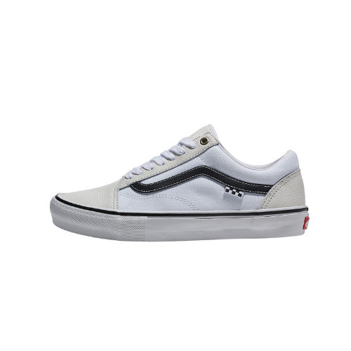 VANS MENS SKATE OLD SKOOL LEATHER SHOE SP24 WHITE/WHITE