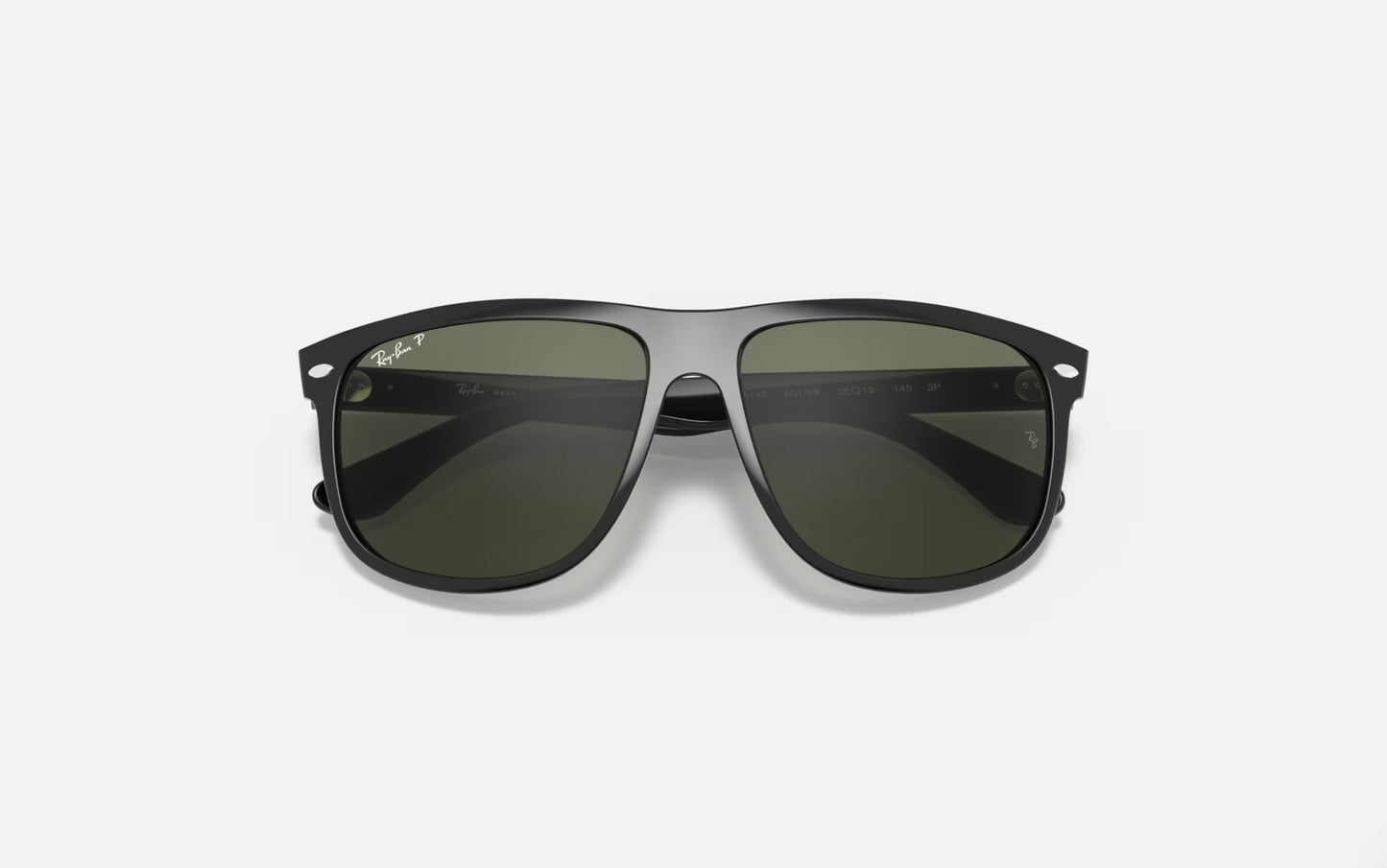 RAY-BAN BOYFRIEND SUNGLASSES BLACK w/ DARK GREEN PLR