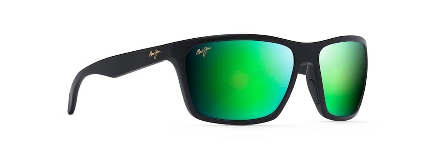 MAUI JIM MAKOA MATTE BLACK SUNGLASSES w/ GRN MIR PLR LENS