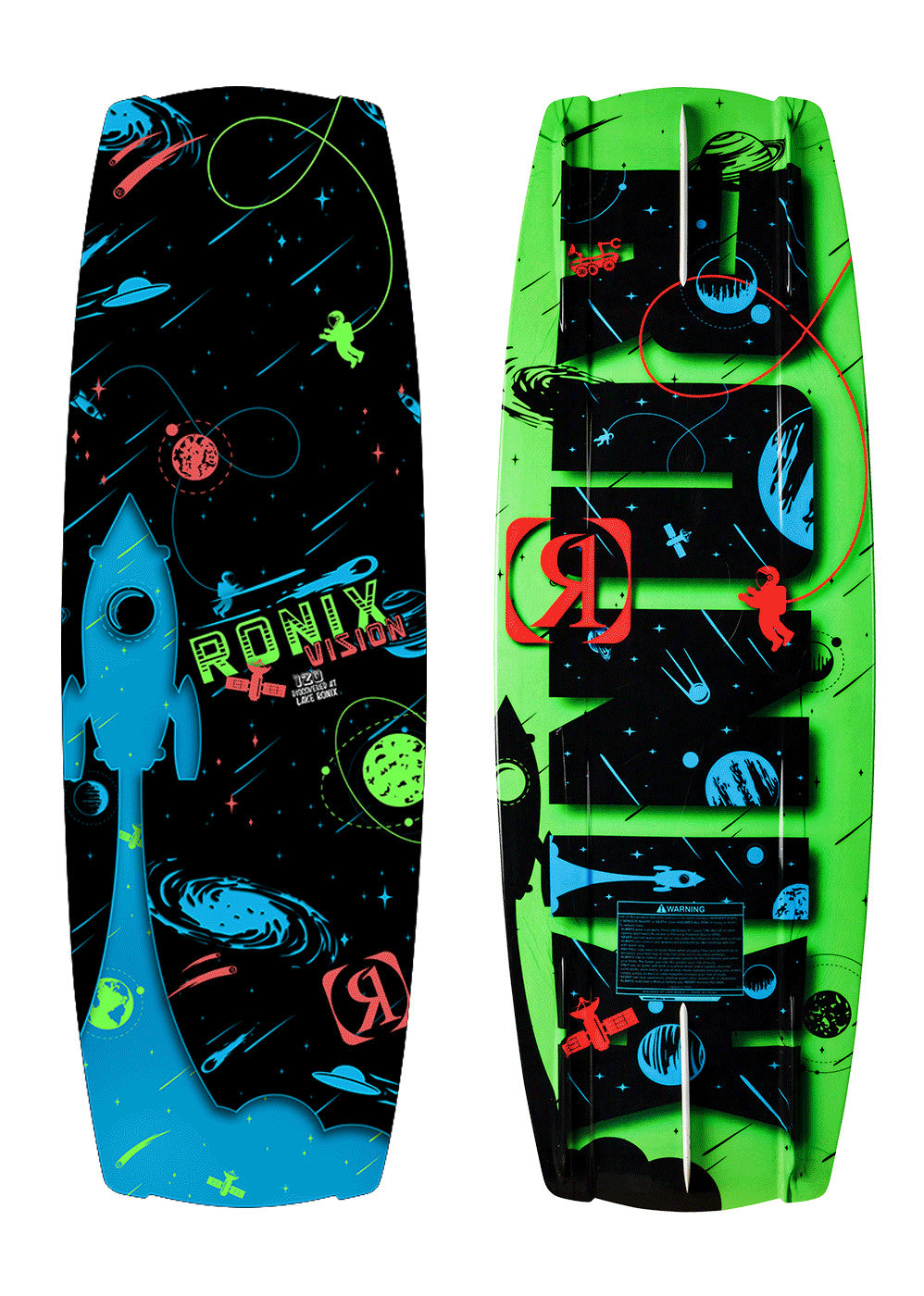 2023 RONIX KIDS VISION WAKE BOARD GALACTIC BLACK/GLOW 'N DARK