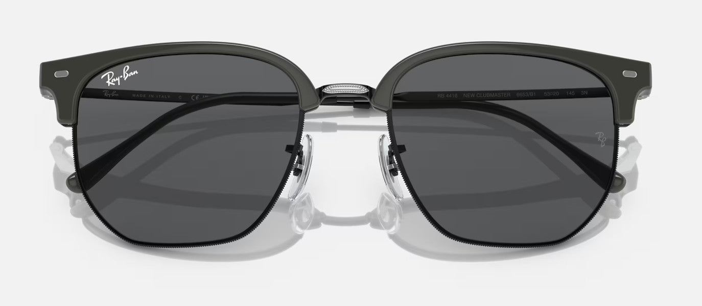 RAY-BAN NEW CLUBMASTER SUNGLASSES GREY ON BLACK w/DARK GREY