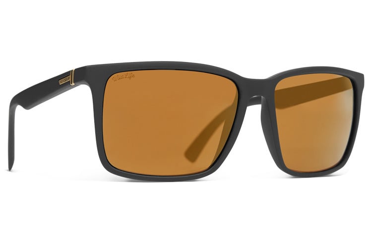 VONZIPPER LESMORE BLACK SATIN SUNGLASSES w/ GLD FLSH PLR LENS