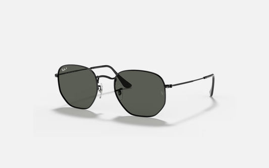 RAY-BAN HEXAGONAL SUNGLASSES BLACK w/ PLR G-15 GRN