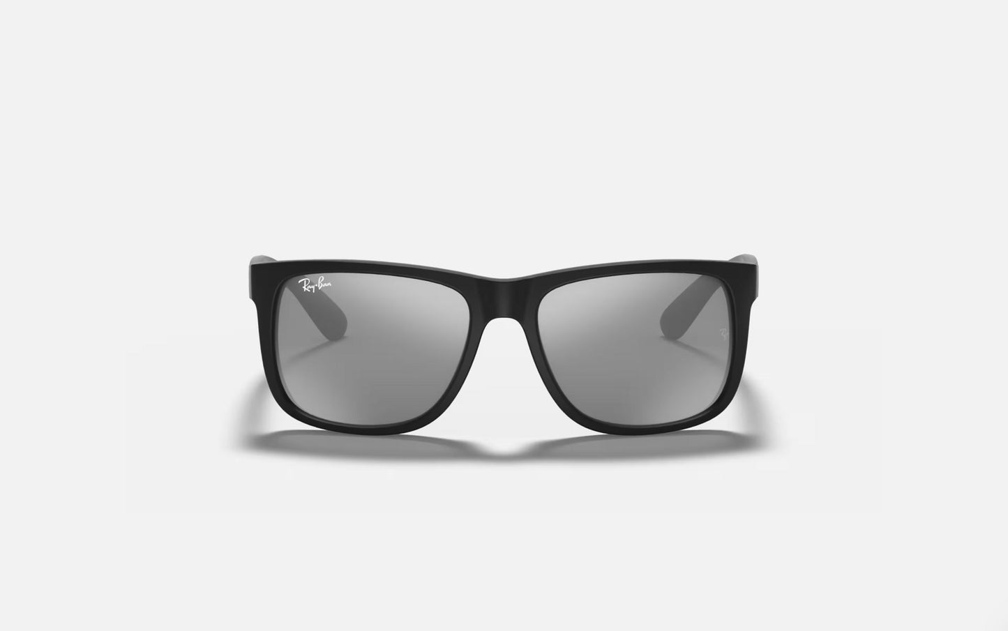 RAY-BAN JUSTIN SUNGLASSES RUBBER BLACK w/ GRY MIR SIL