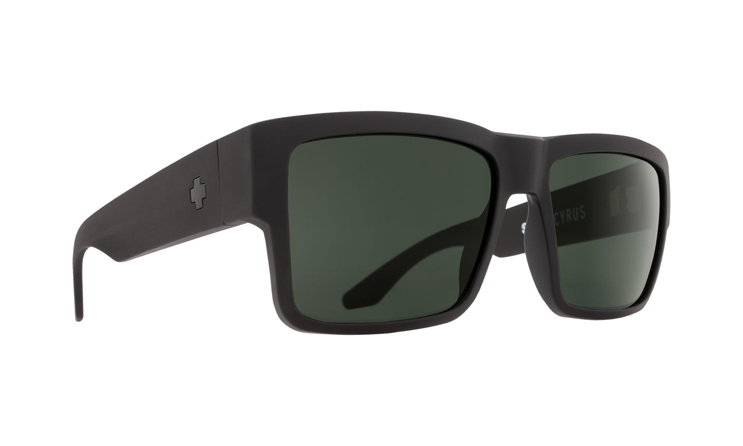 SPY CYRUS SOFT MATTE BLACK SUNGLASSES w/ HAPPY GRY GRN