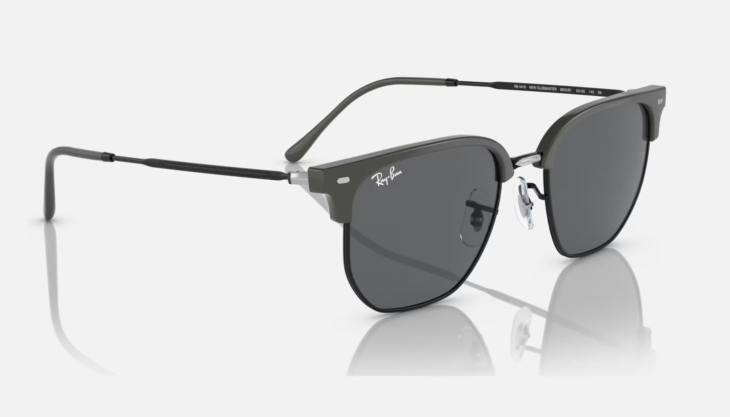 RAY-BAN NEW CLUBMASTER SUNGLASSES GREY ON BLACK w/DARK GREY