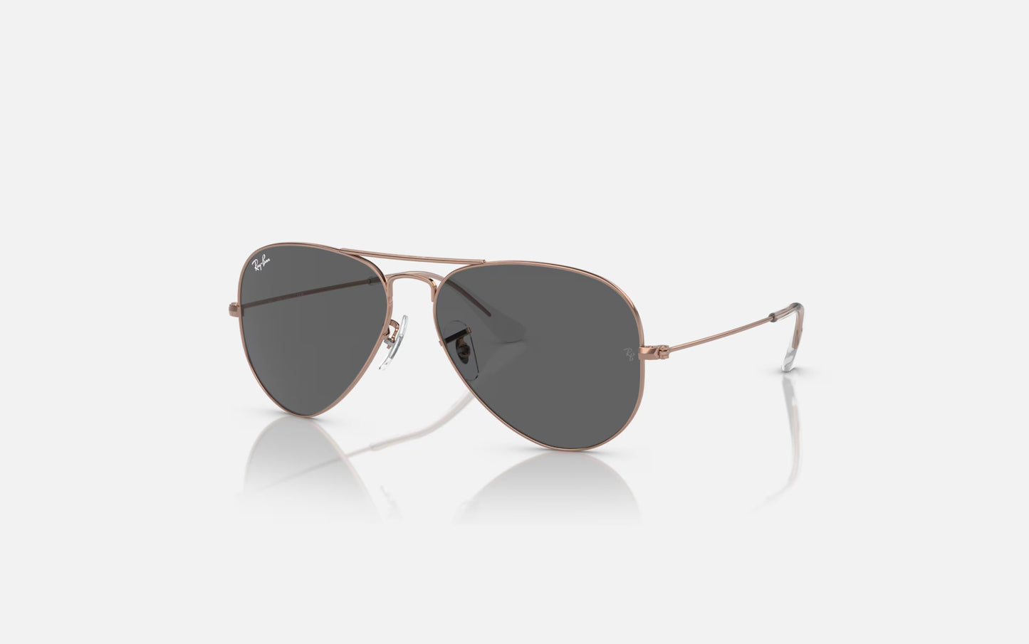 RAY-BAN AVIATOR LARGE METAL SUNGLASSES ROSE GOLD w/ DARK GREY