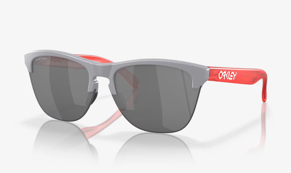 OAKLEY FROGSKINS LITE MATTE FOG/RED SUNGLASSES w/ PRIZM BLK LENS