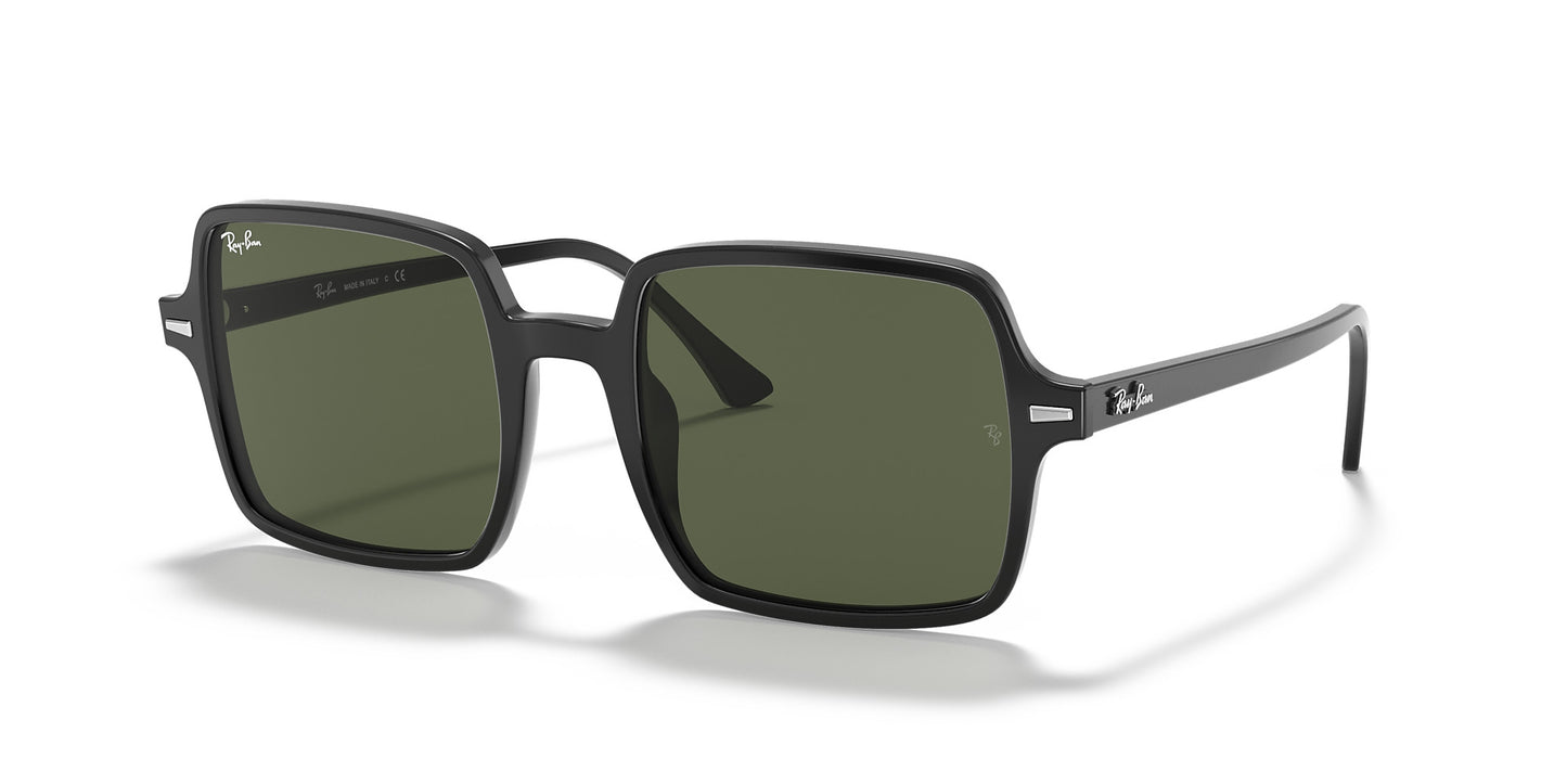 RAY-BAN SQUARE II SUNGLASSES BLACK w/ G-15 GRN