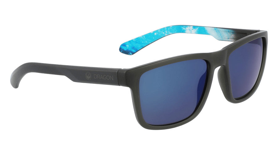 DRAGON REED MATTE GRY PERMA SUNGLASSES w/ LL GUN BLU ION LENS
