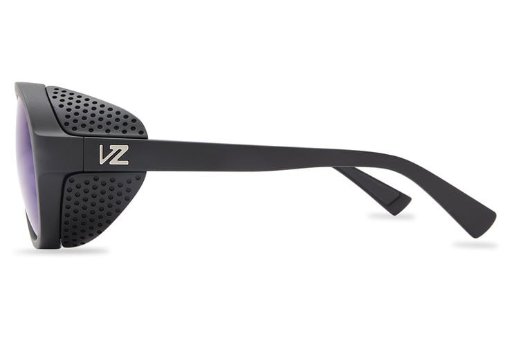 VONZIPPER ESKER BLACK SATIN SUNGLASSES w/ WLD BLU CHRM PLR LENS