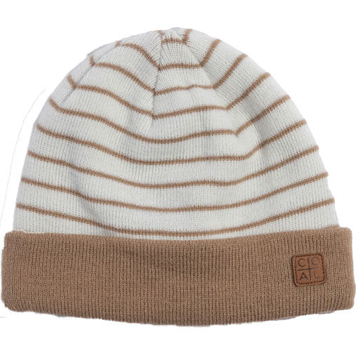 2024 COAL HARBOR RIB KNIT FISHERMAN BEANIE KHAKI STRIPE