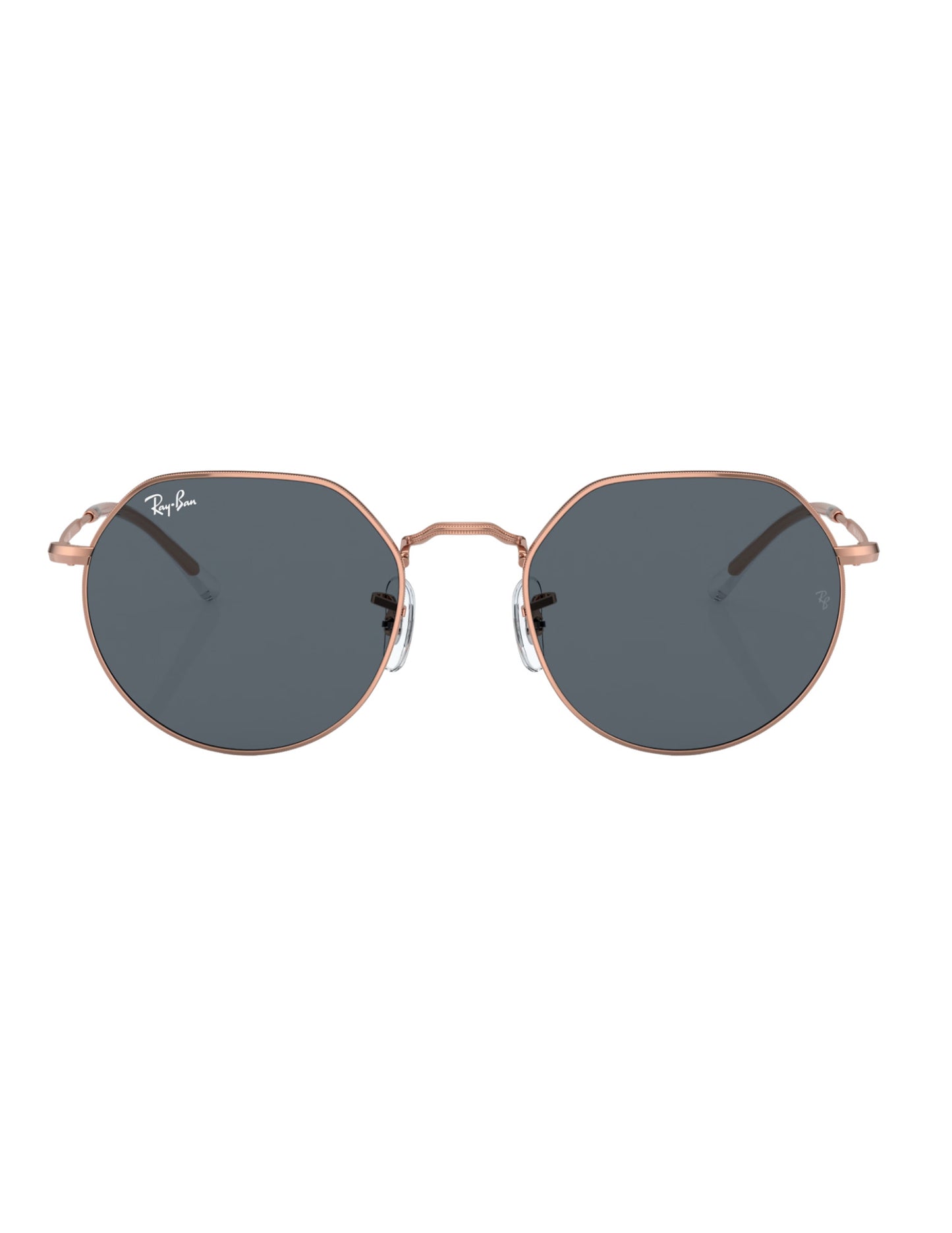 RAY-BAN JACK SUNGLASSES ROSE GOLD w/ BLUE