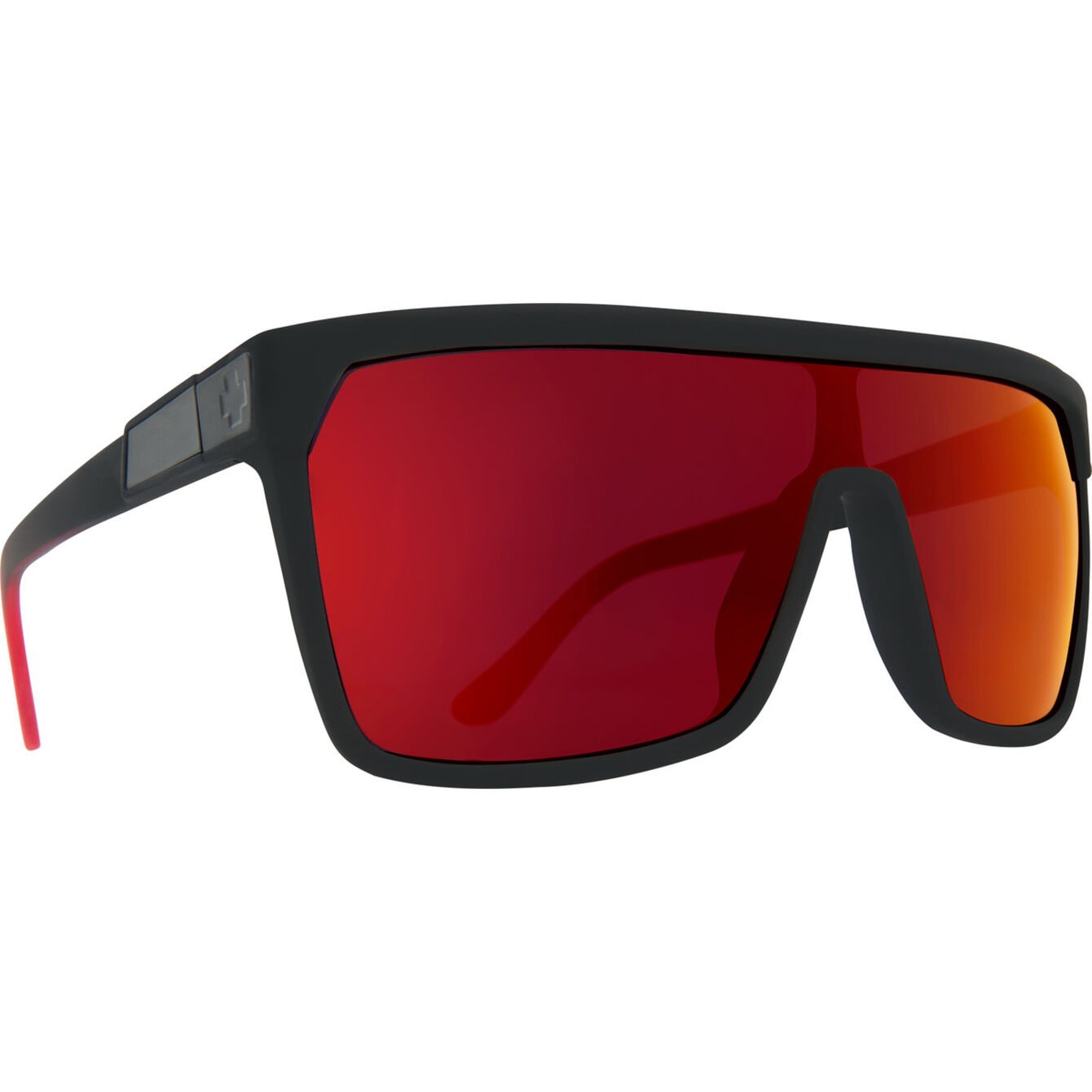 SPY FLYNN SOFT MATTE BLACK RED FADE SUNGLASSES w/HD PLUS GRY GRN RED LGHT SPCT MRR