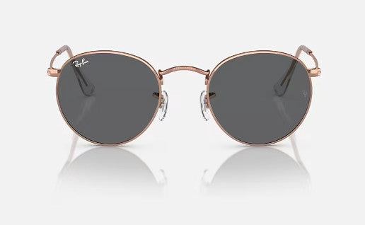 RAY-BAN ROUND METAL SUNGLASSES ROSE GOLD w/ DARK GREY