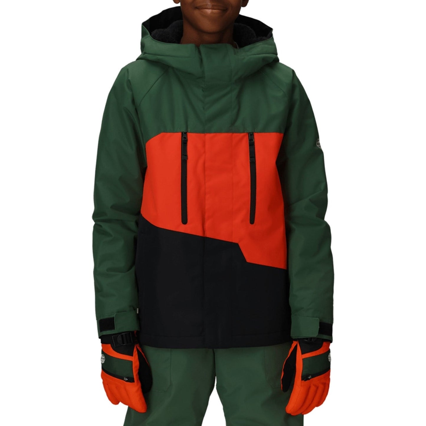 2026 686 BOYS GEO INS JACKET MOSS GREEN CLRBLK
