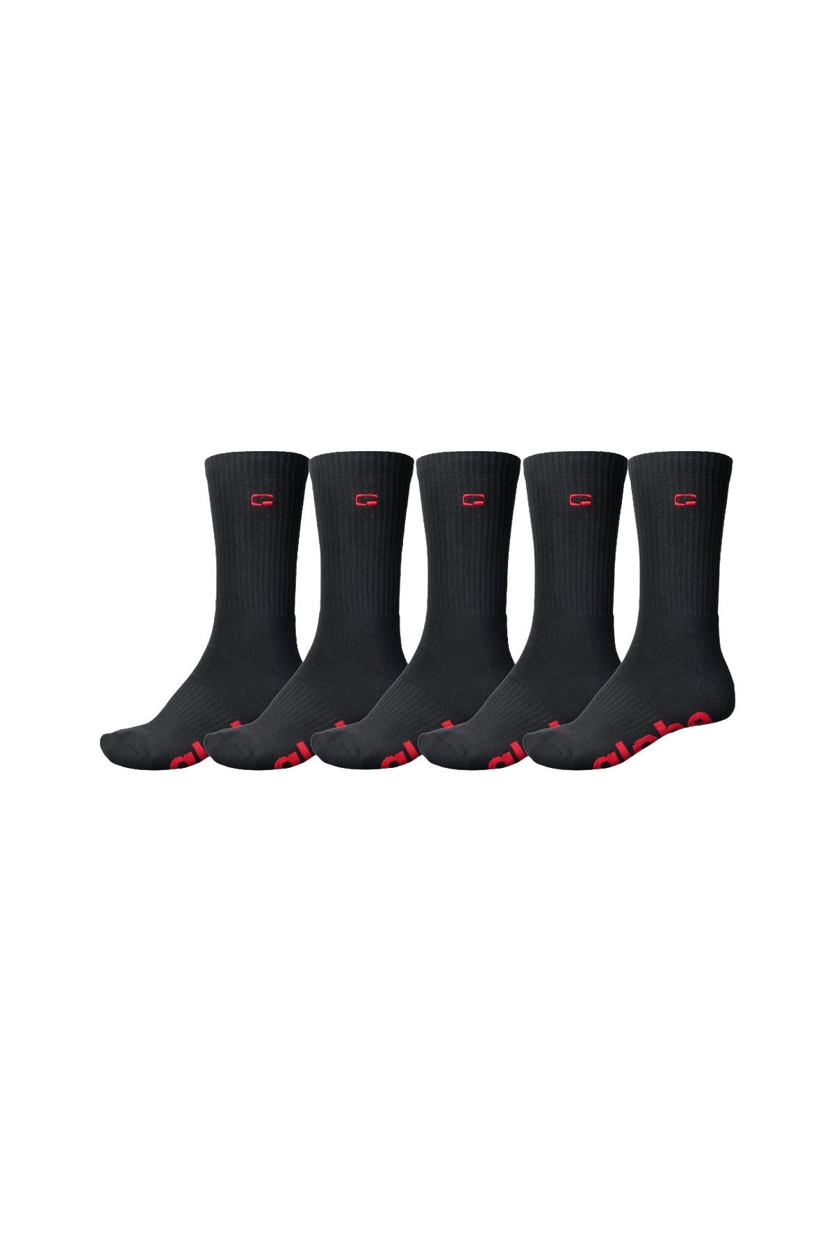 GLOBE MENS OG LOGO HI CREW SOCKS 5 PACK HO25 BLACK