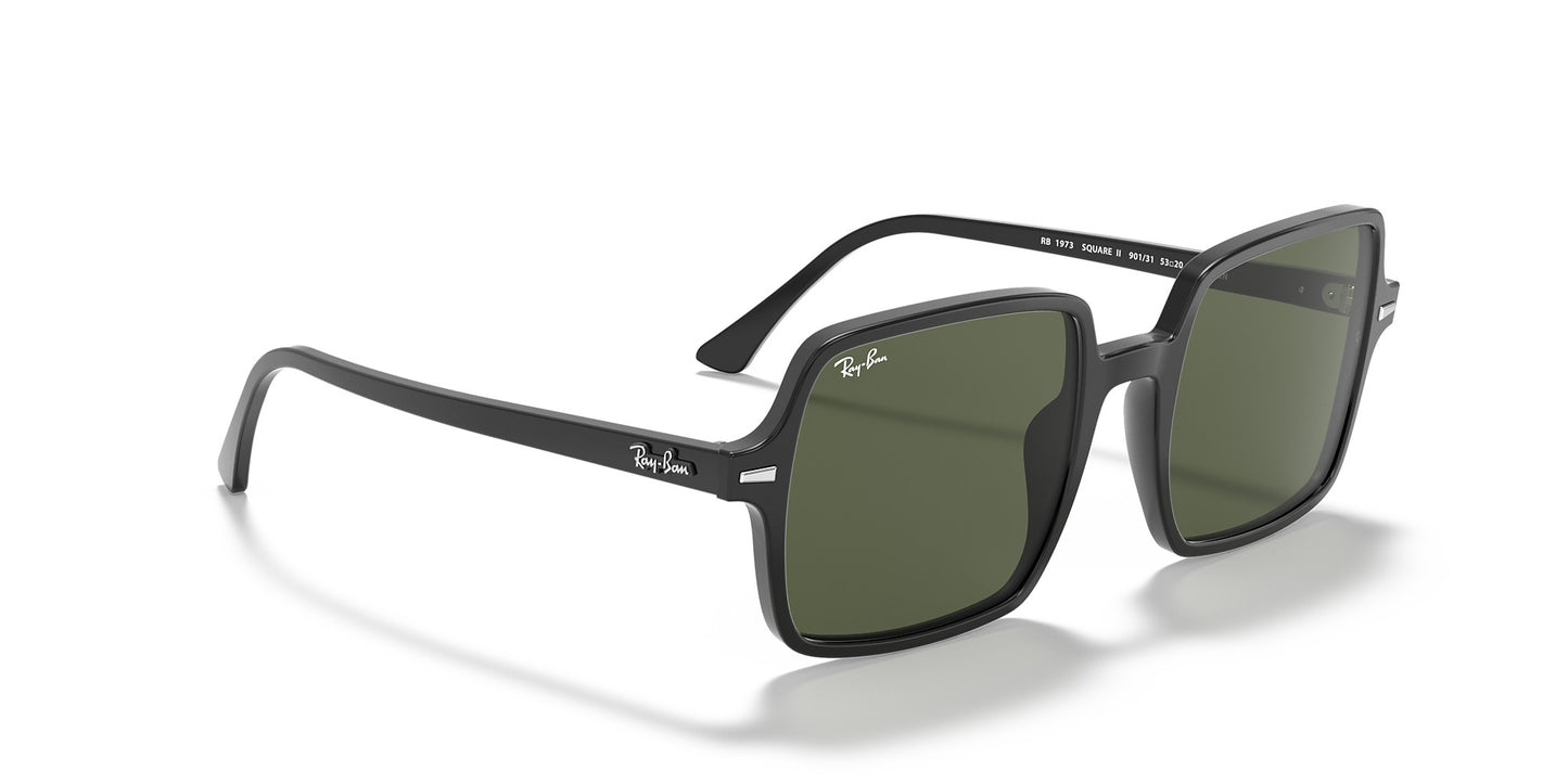 RAY-BAN SQUARE II SUNGLASSES BLACK w/ G-15 GRN