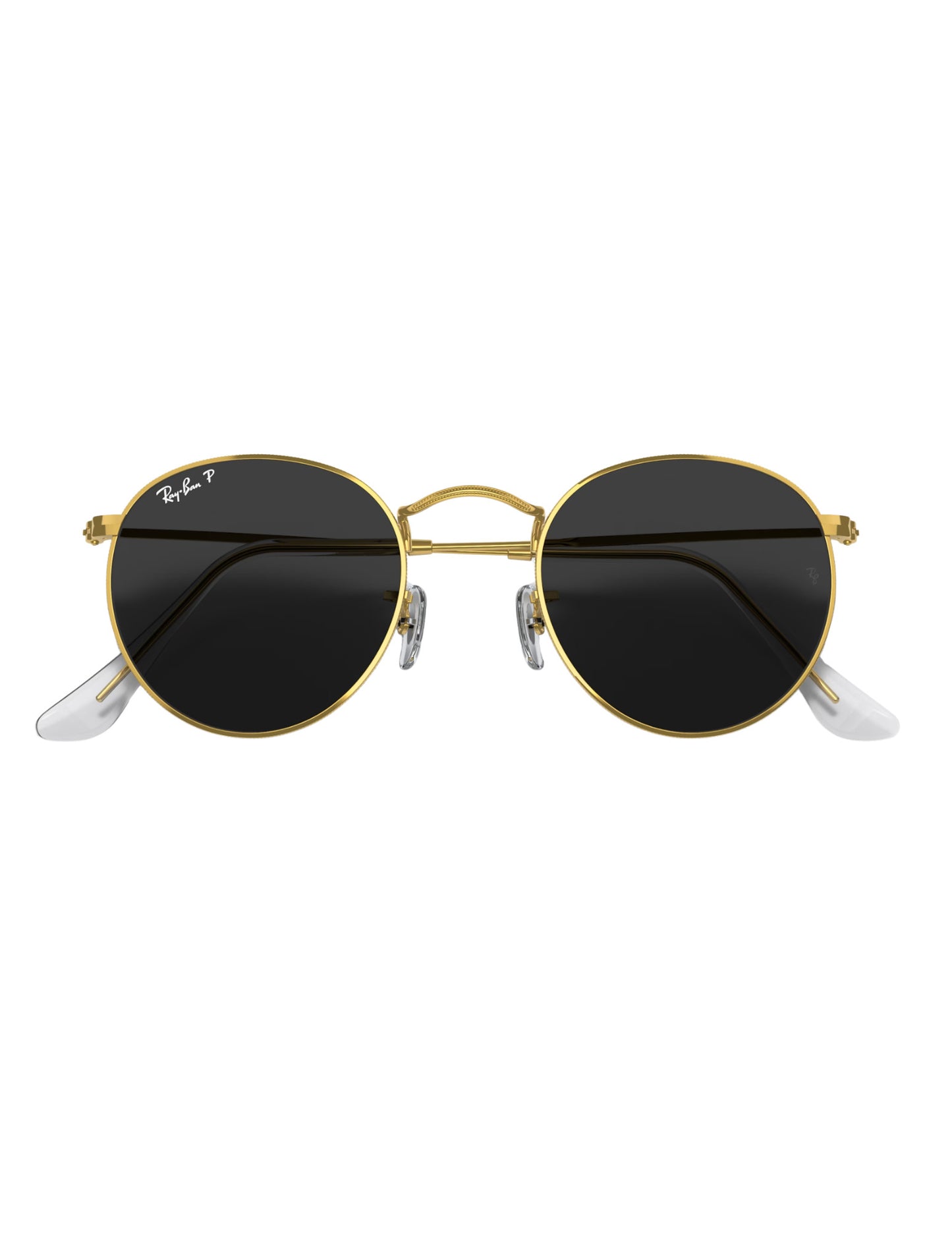 RAY-BAN ROUND METAL SUNGLASSES GOLD w/ BLACK