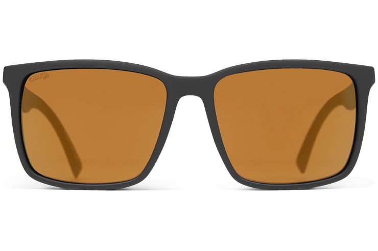 VONZIPPER LESMORE BLACK SATIN SUNGLASSES w/ GLD FLSH PLR LENS