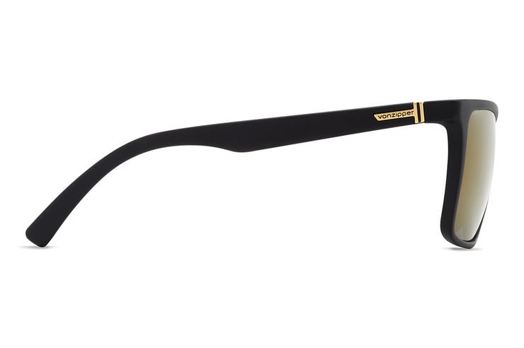 VONZIPPER LESMORE BLACK SATIN SUNGLASSES w/ GLD FLSH PLR LENS