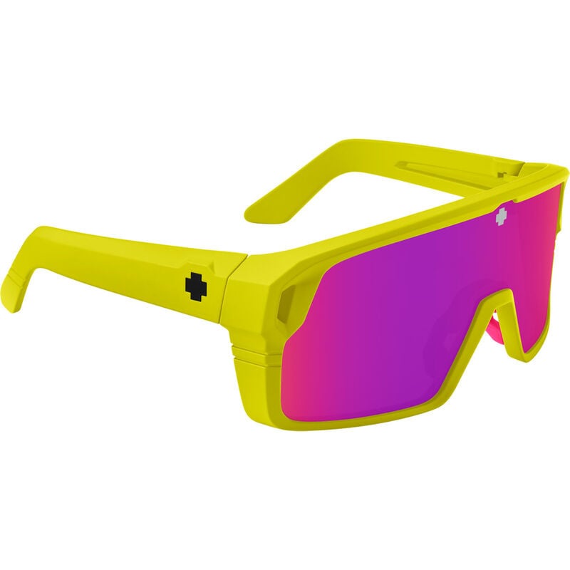 SPY MONOLITH MATTE NEON YLW SUNGLASSES w/ HAPPY GRY GRN PNK SPEC MRR