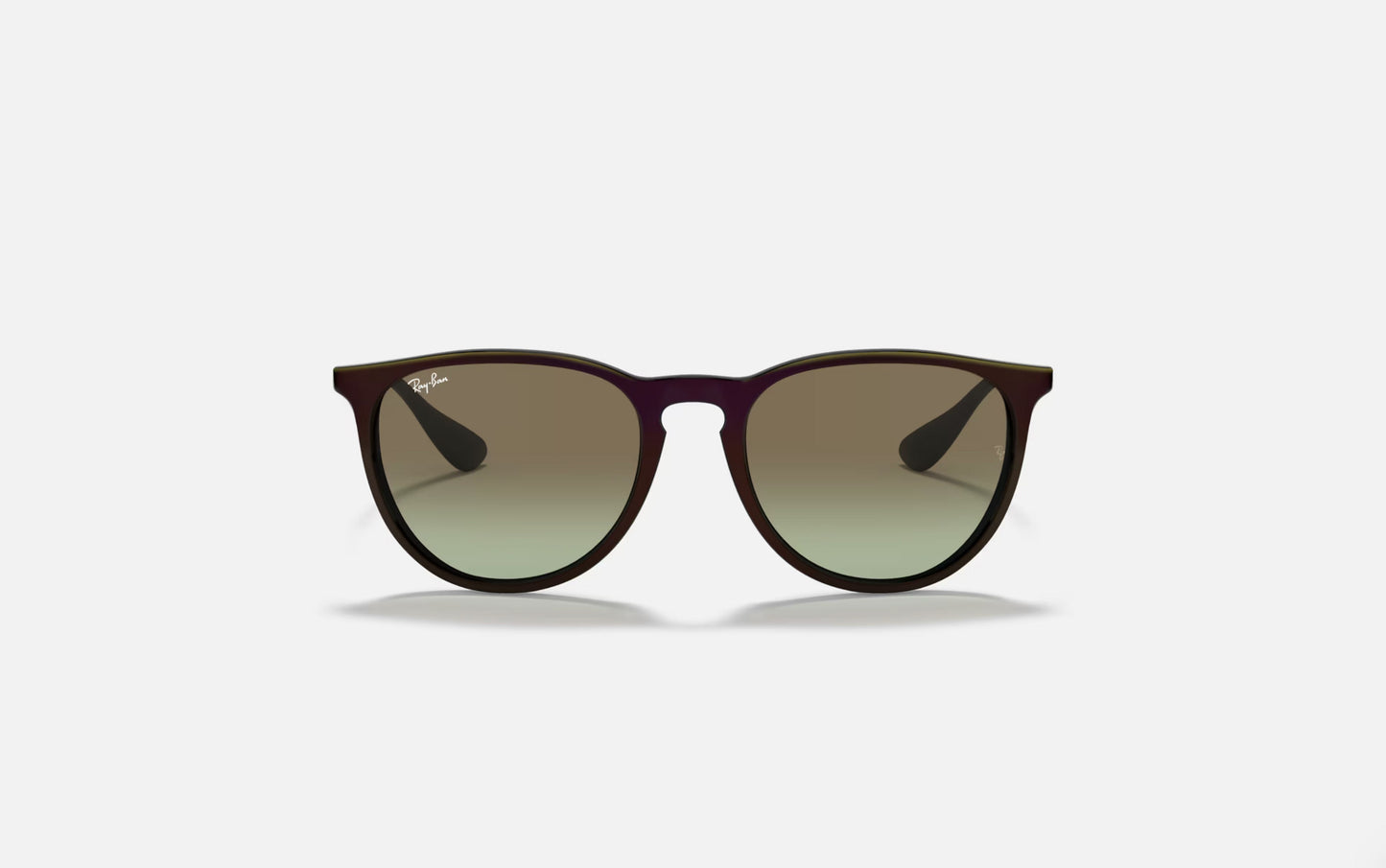 RAY-BAN ERIKA SUNGLASSES RUBBER BLACK w/ LT GRY GRAD DARK GREEN