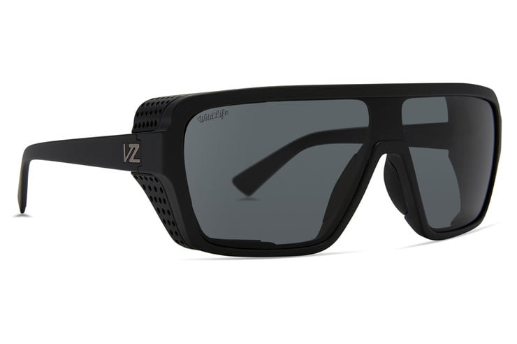 VONZIPPER DEFENDER BLACK SATIN SUNGLASSES w/ WLD VNTG GRY PLR LENS