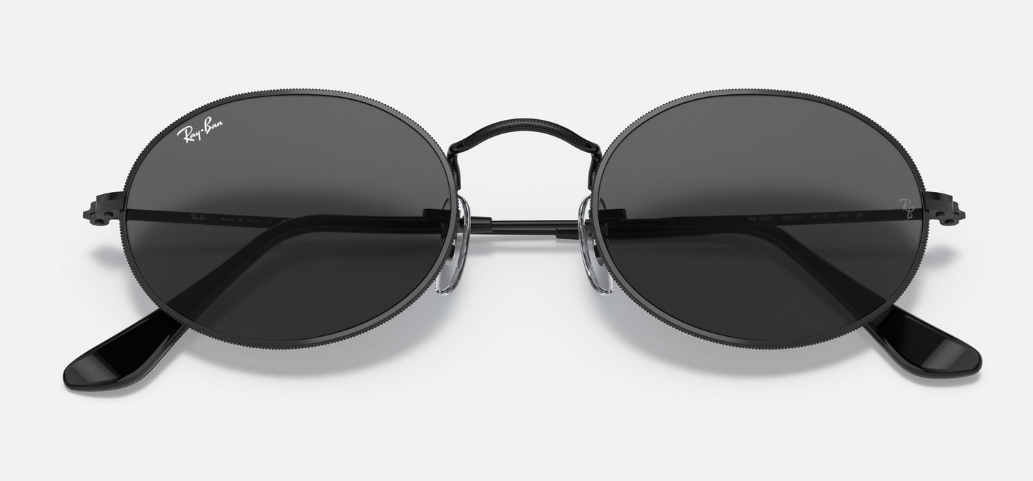 RAY-BAN OVAL SUNGLASSES BLACK w/ LT GRY DARK GRY GRAD