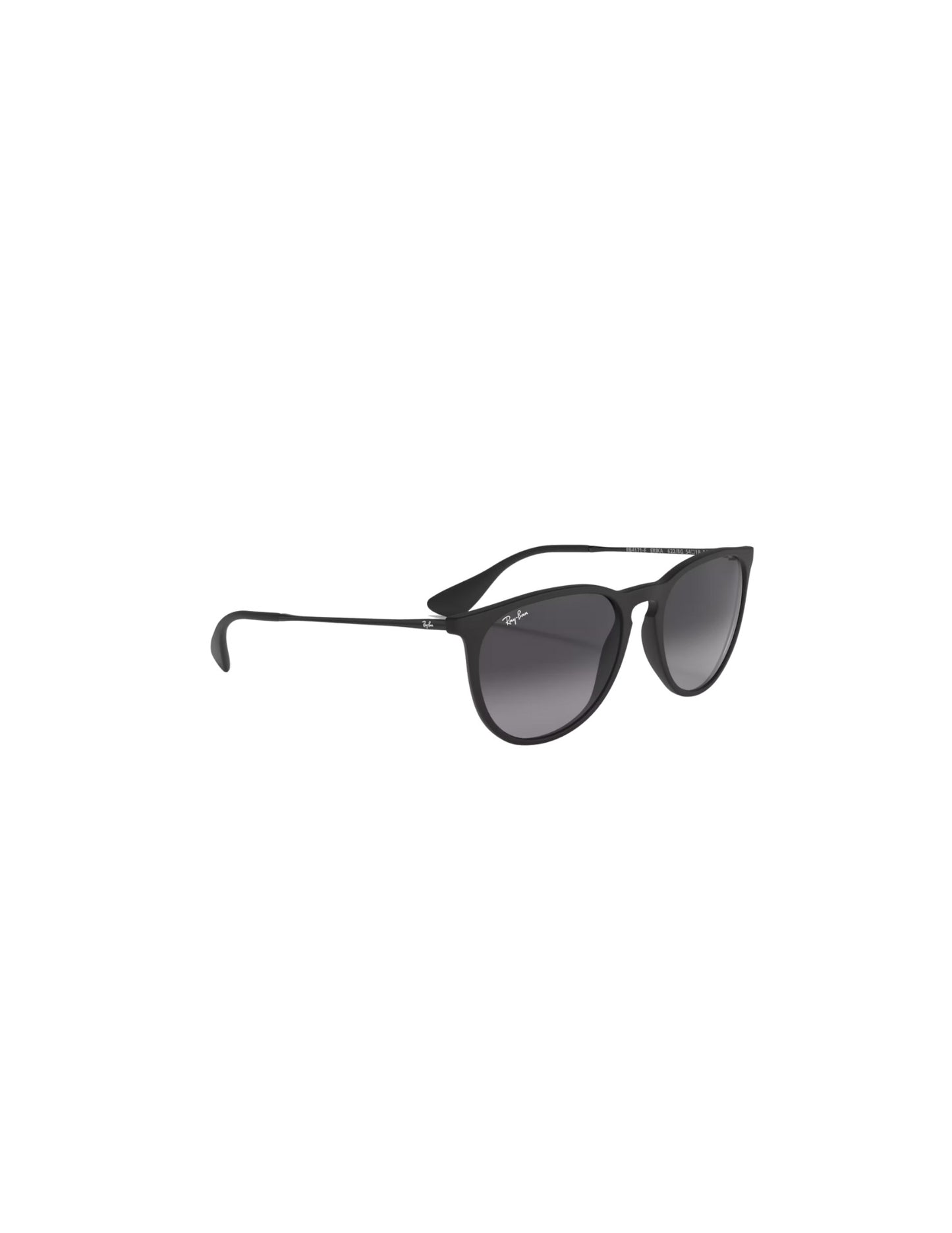 RAY-BAN ERIKA SUNGLASSES RUBBER BLACK w/ LT GREY GRAD GREY