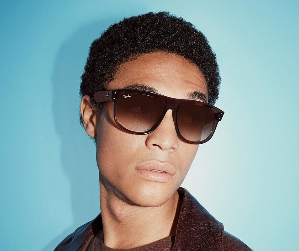 RAY-BAN BOYFRIEND SUNGLASSES REVERSE TRANS BROWN w/ CLEAR GRAD