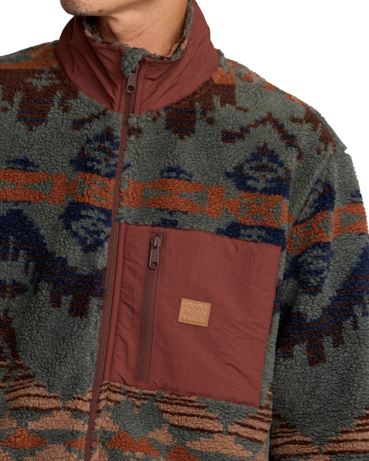 RVCA MENS JACUMBA SHERPA ZIP HO25 MULTI