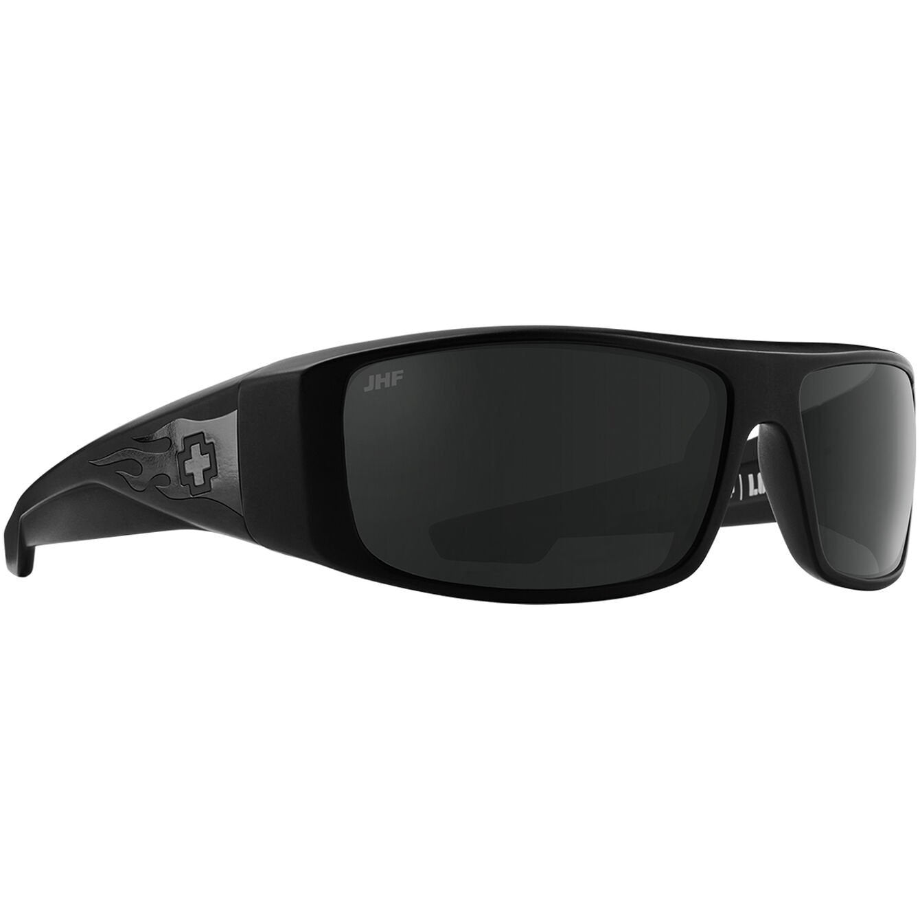 SPY LOGAN BOO J MATTE BLACK GLOSS BLACK FLAMES SUNGLASSES w/ HAPPY GRY