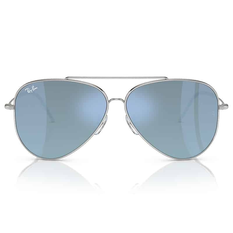 RAY-BAN RBR0101 AVIATOR REVERSE SILVER SUNGLASSES w/ DK GREY MIR TURQ
