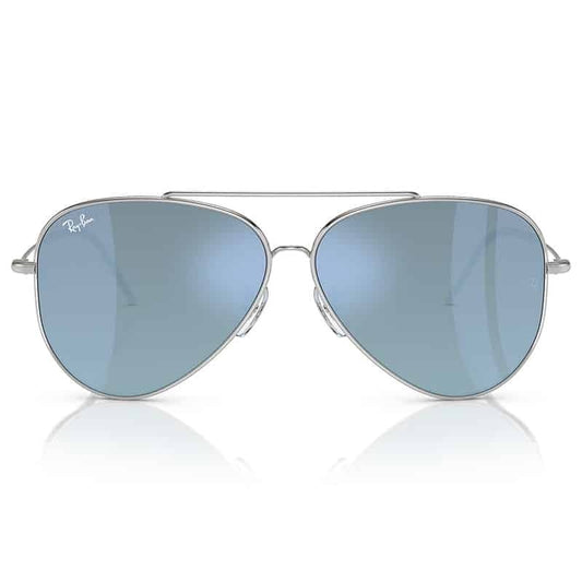 RAY-BAN RBR0101 AVIATOR REVERSE SILVER SUNGLASSES w/ DK GREY MIR TURQ