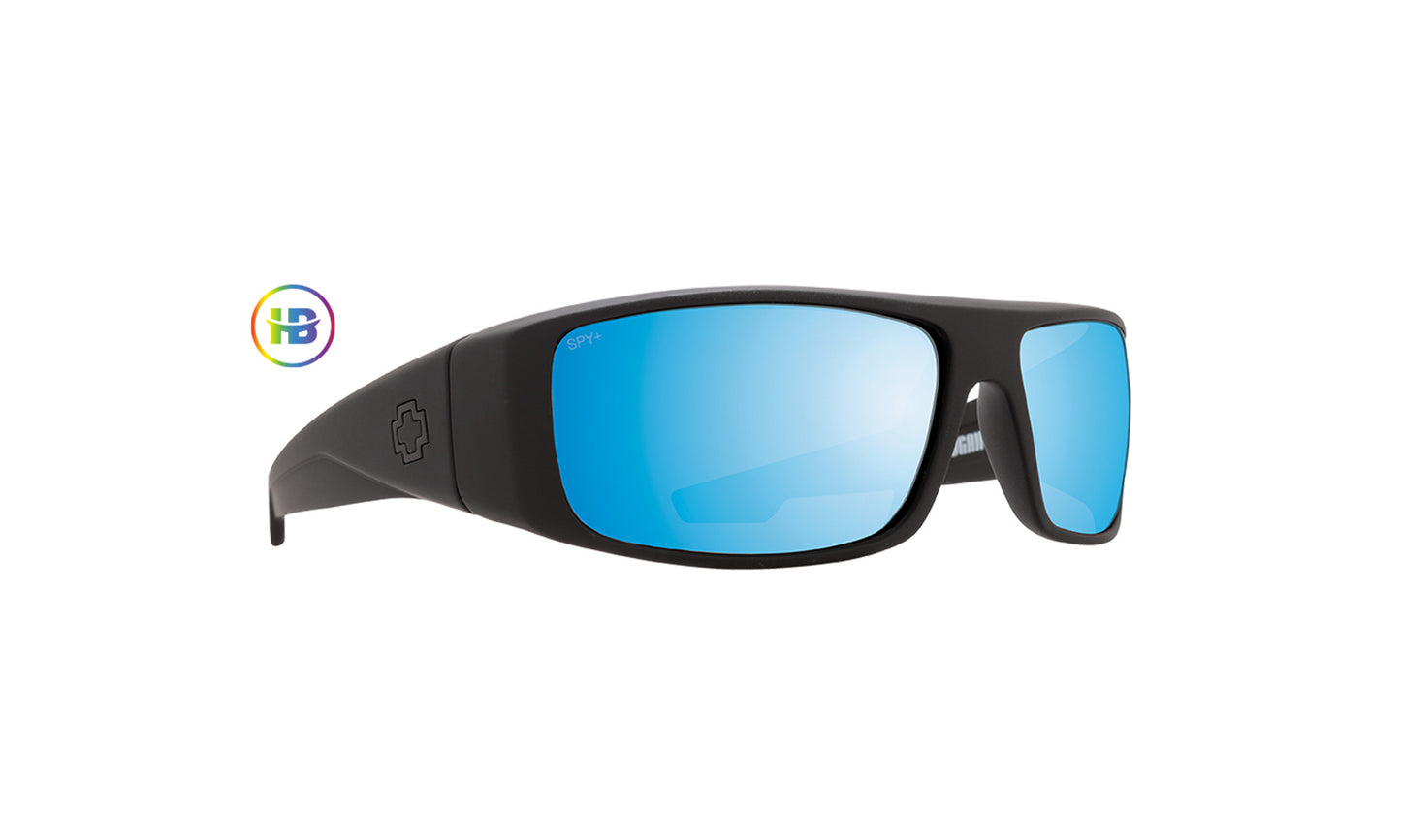 SPY LOGAN MATTE BLACK SUNGLASSES w/ HB BRNZ PLR ICE BLU SPEC MRR